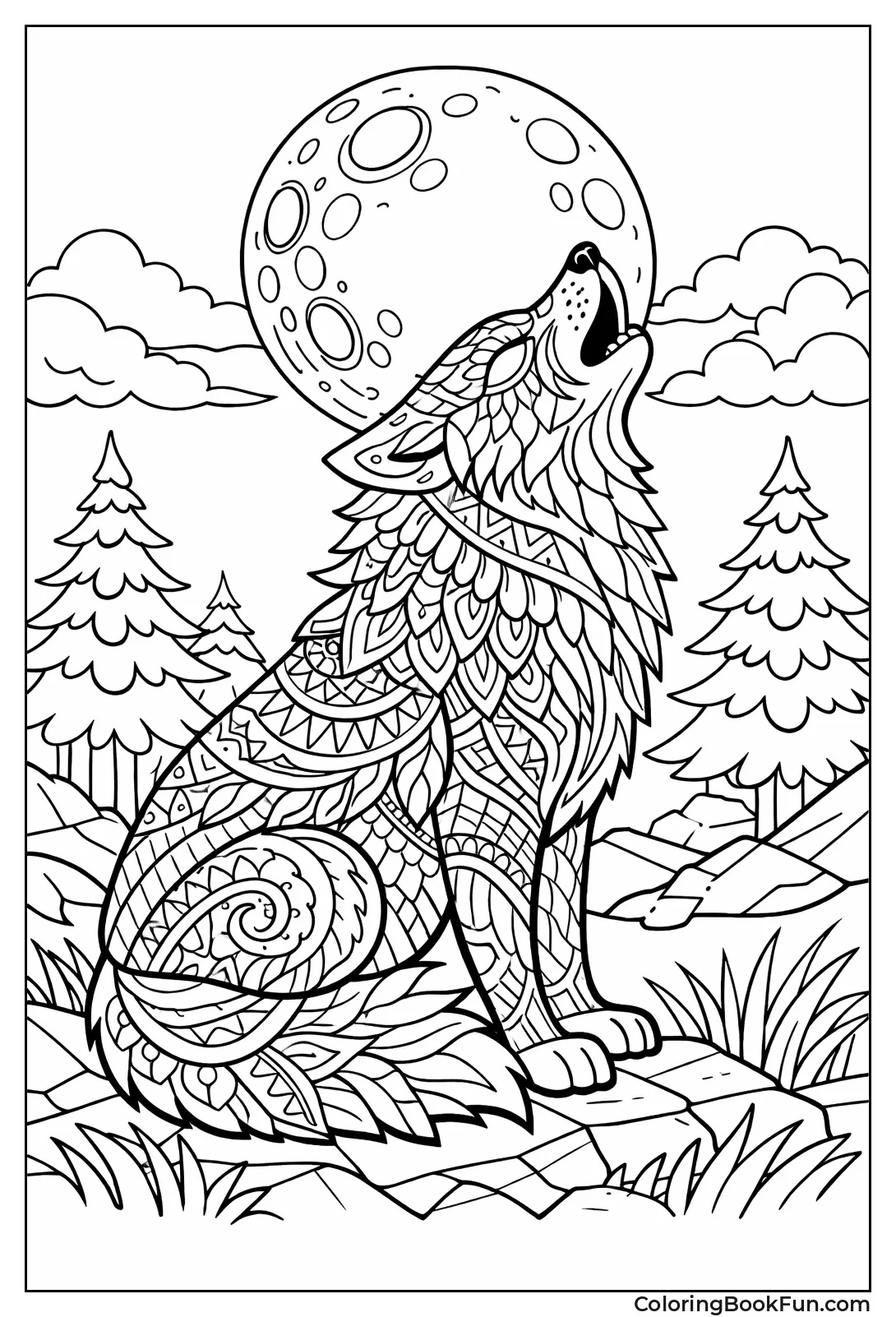 Complex Elaborate Wolf Scene