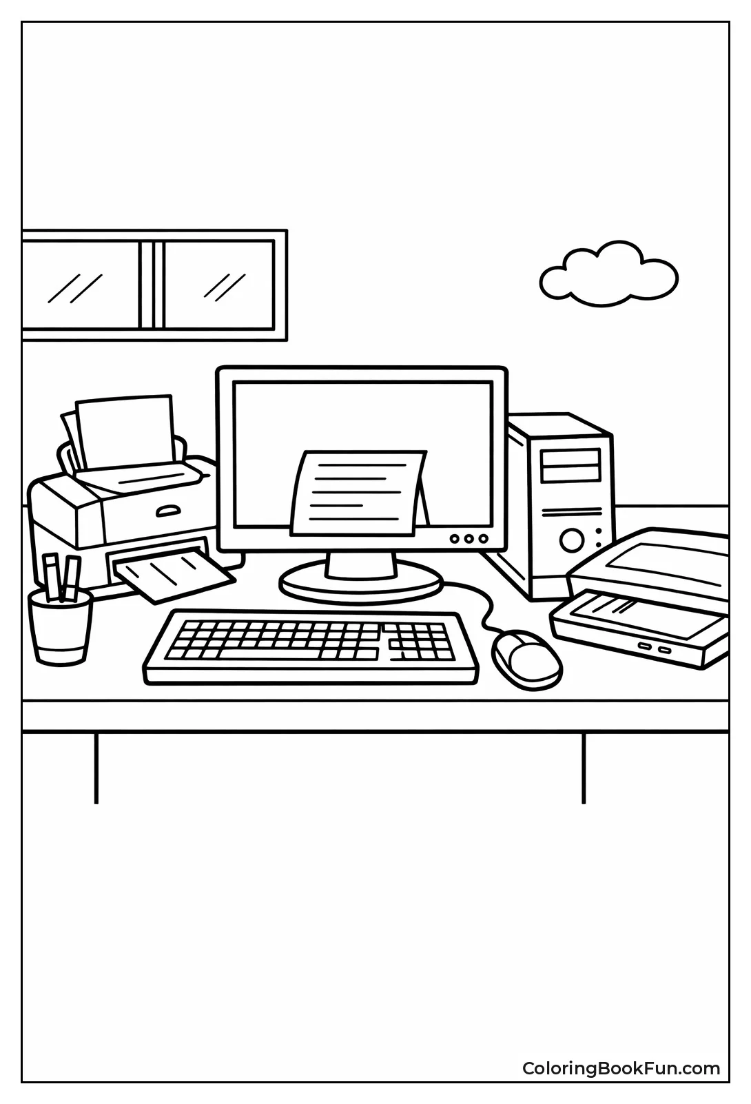 Printer Scanner Computer Desk