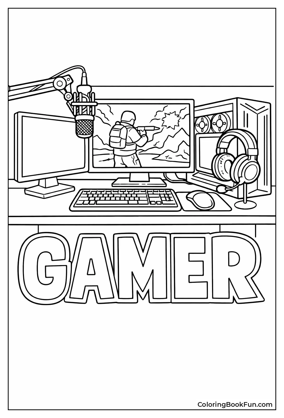 Gaming Desk with Monitors