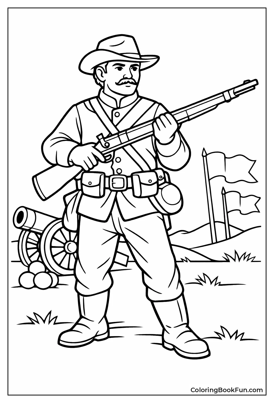 Confederate Soldier Grips Rifle