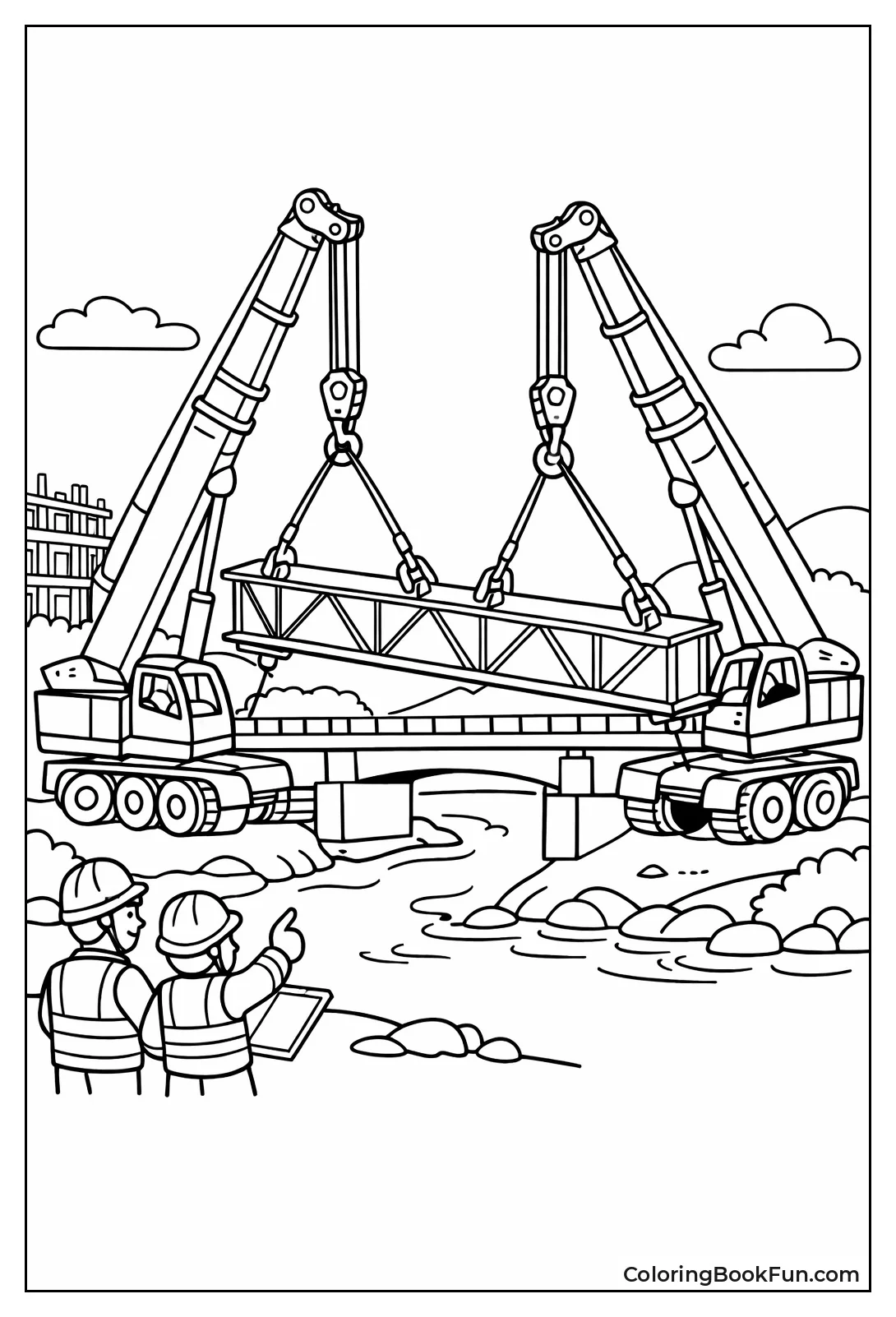 Cranes Lifting Bridge Girders