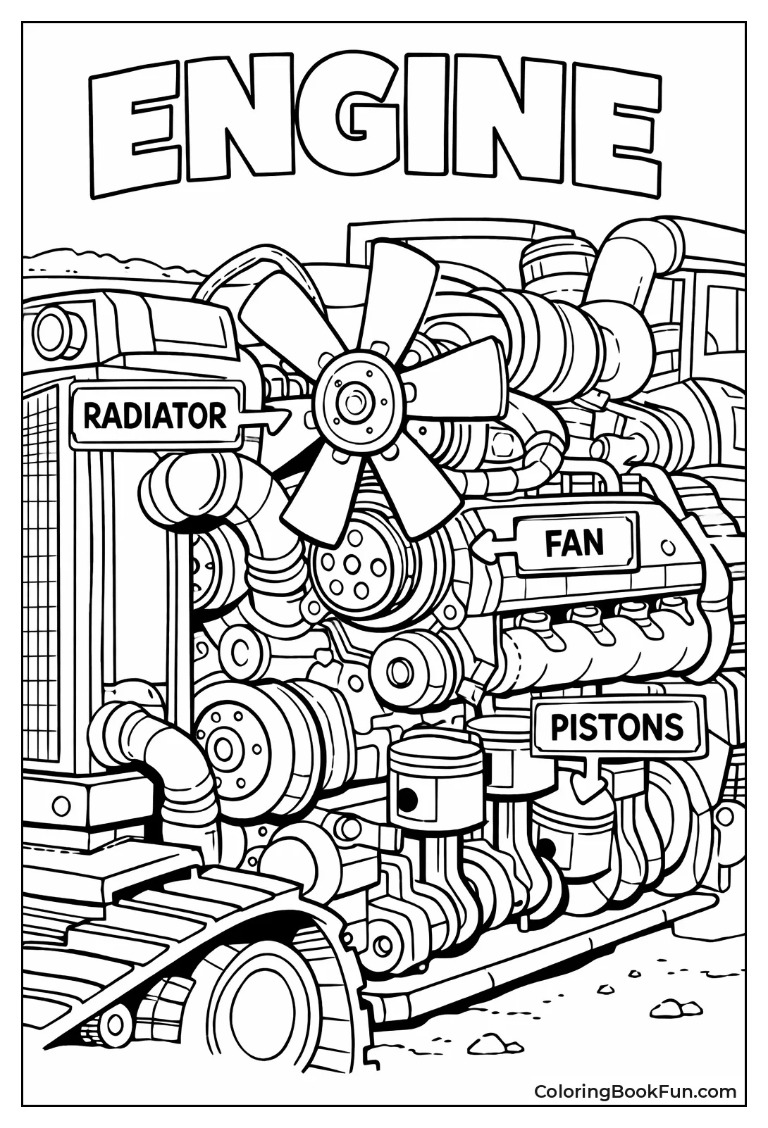 Bulldozer Engine Close-Up
