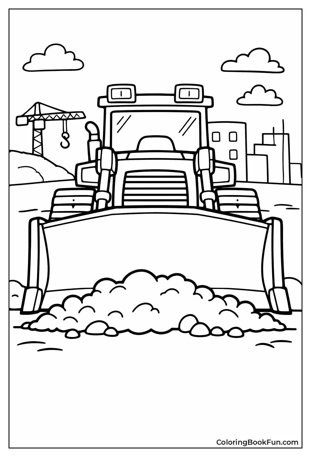 Bulldozer Pushing Front View