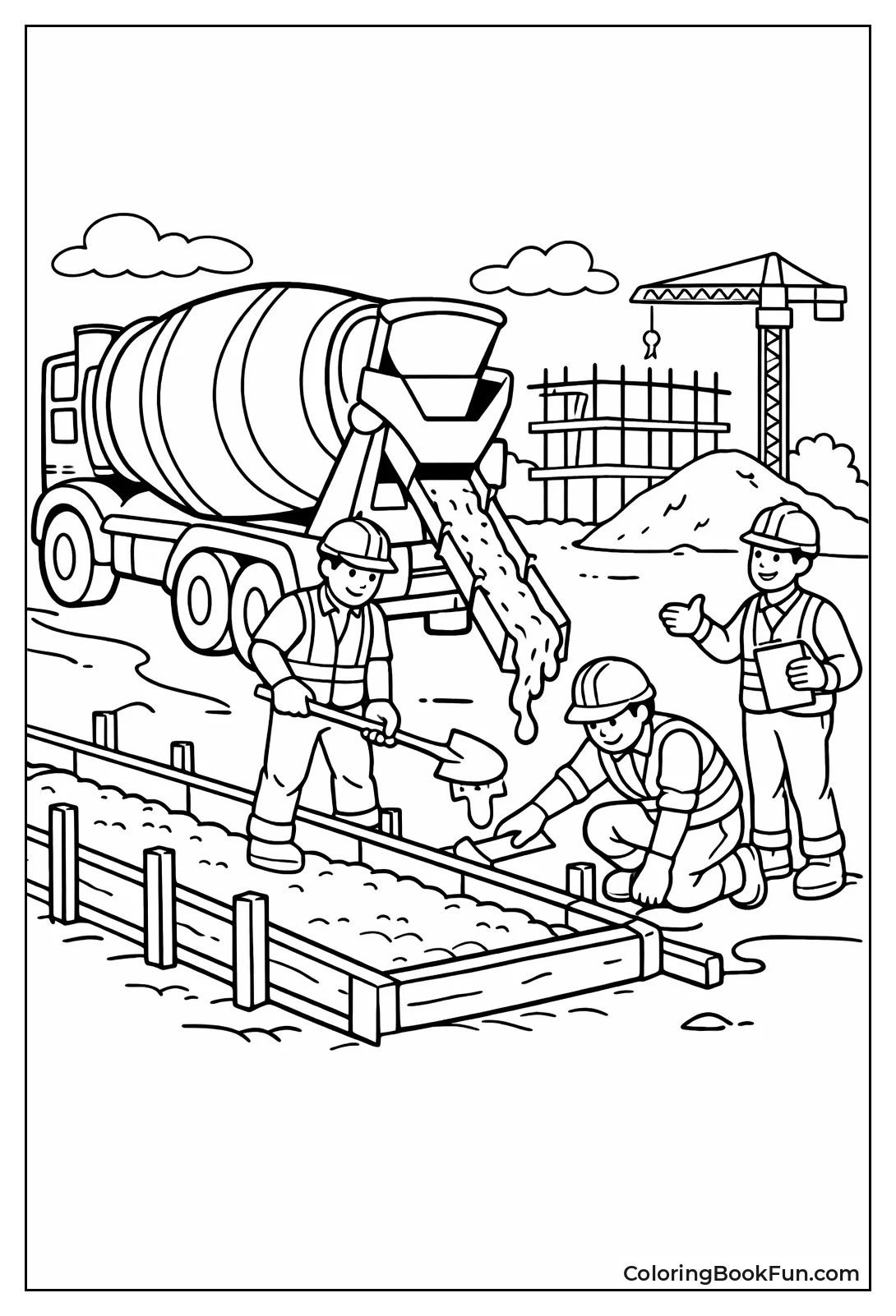 Mixer Pouring Sidewalk Concrete