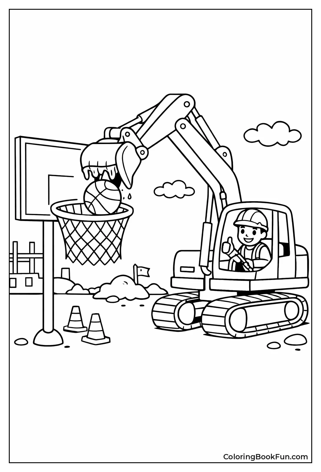 Excavator Dunking Basketball