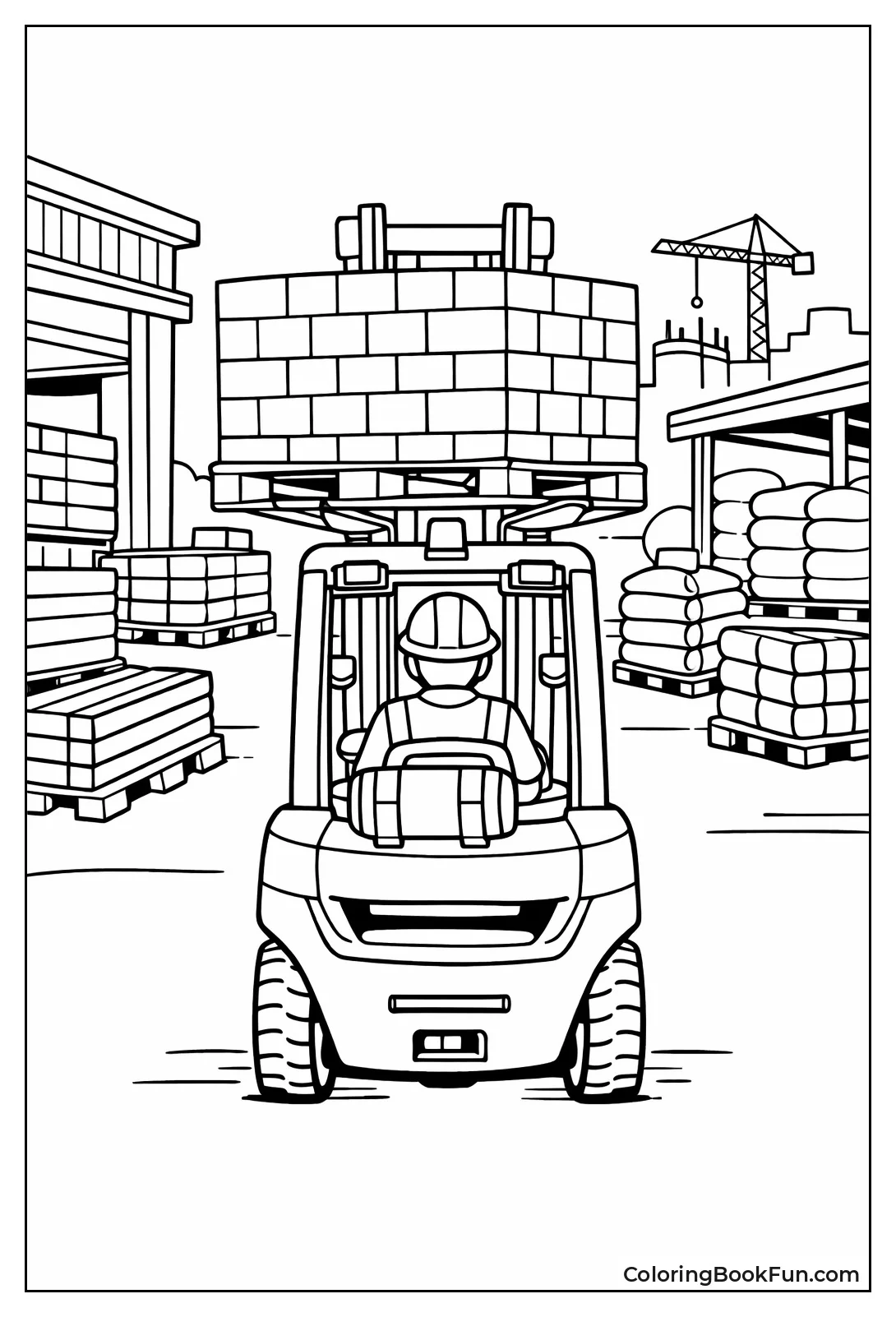 Forklift Stacking Bricks