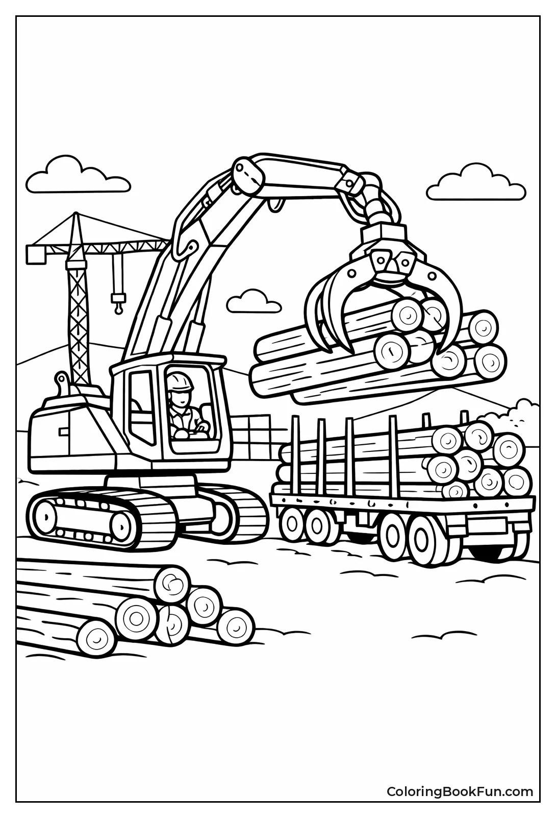 Loader Stacking Big Logs