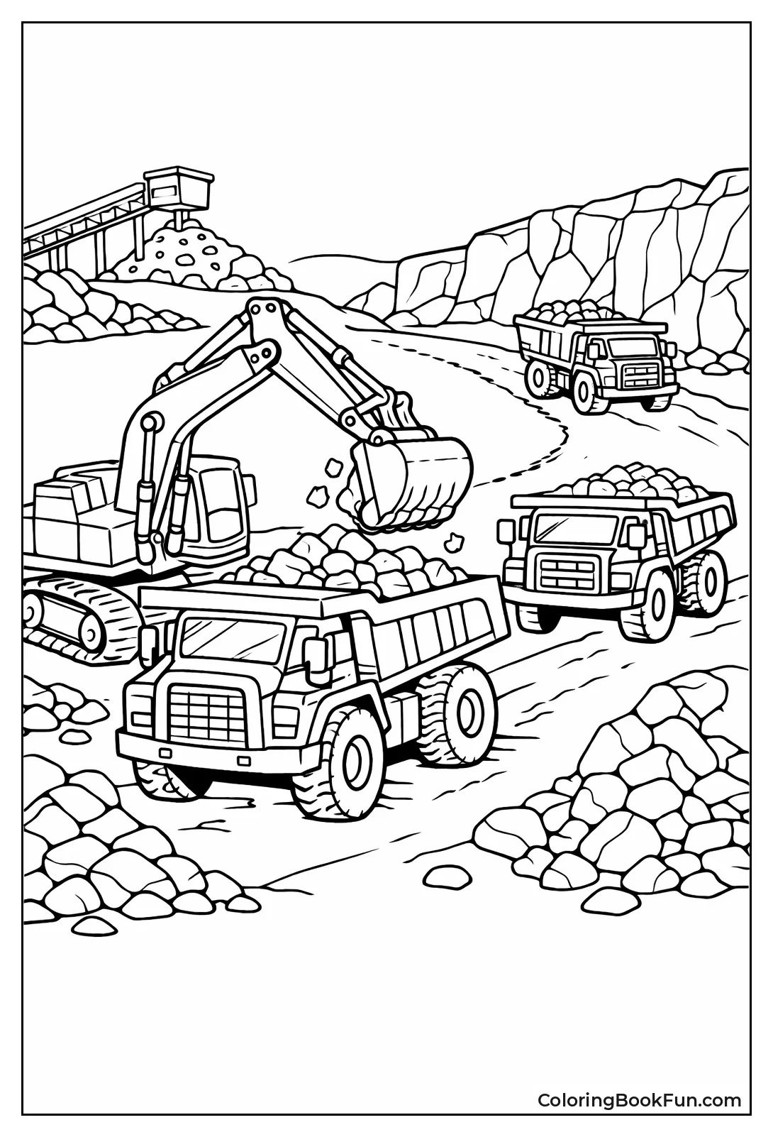 Trucks Loading at Quarry