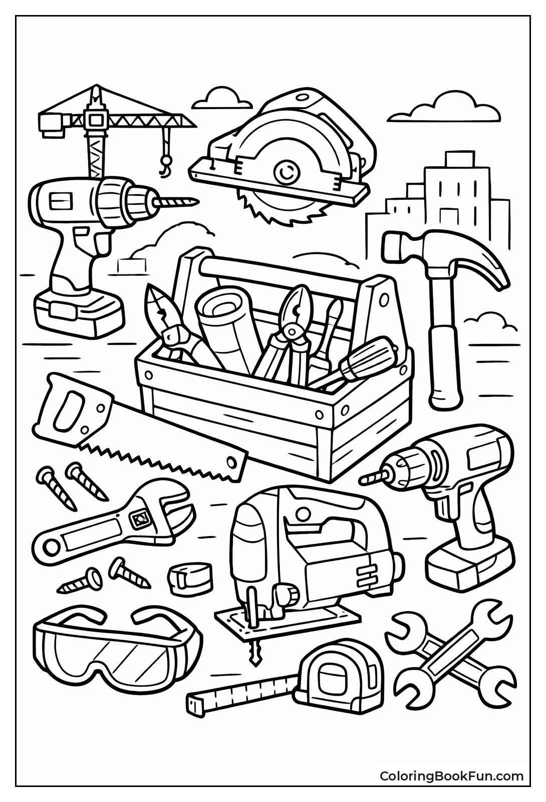 Hammer Pounds Nail with Drill