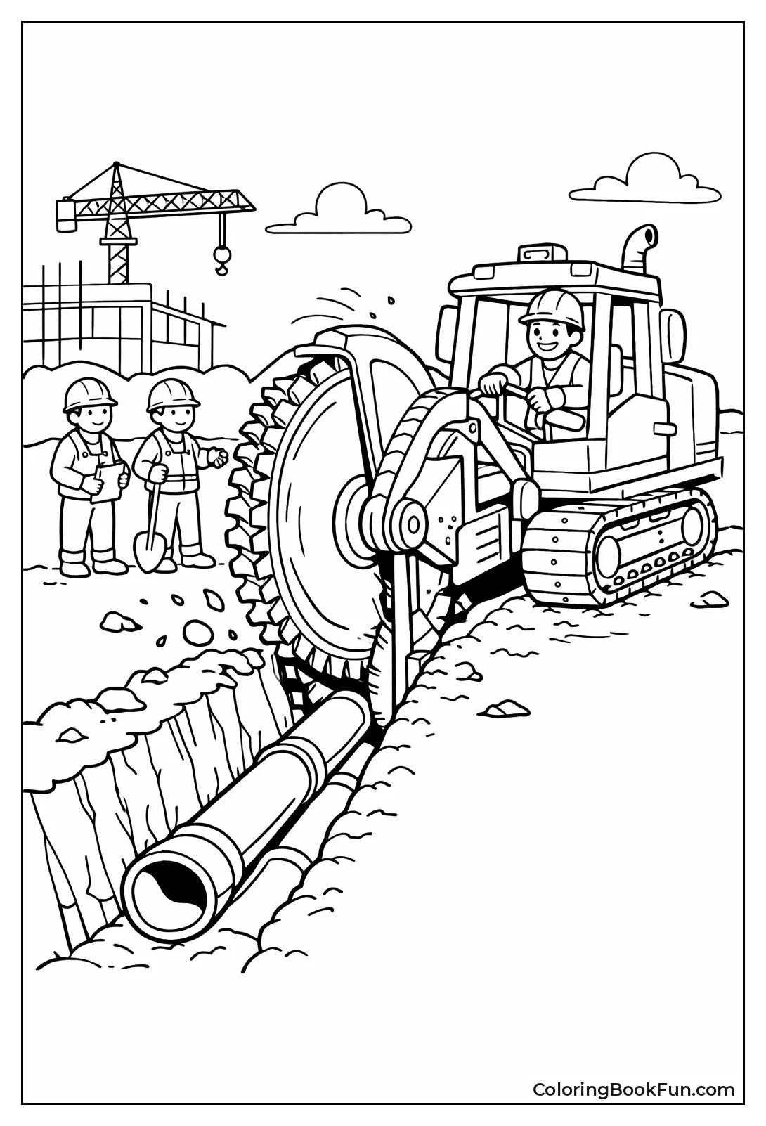 Digger Cutting Deep Trench