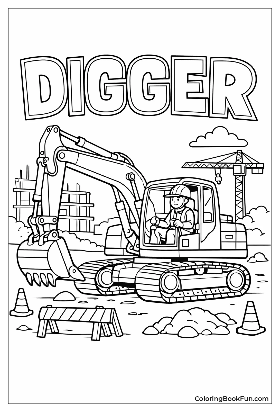 Operator Driving Excavator Cab