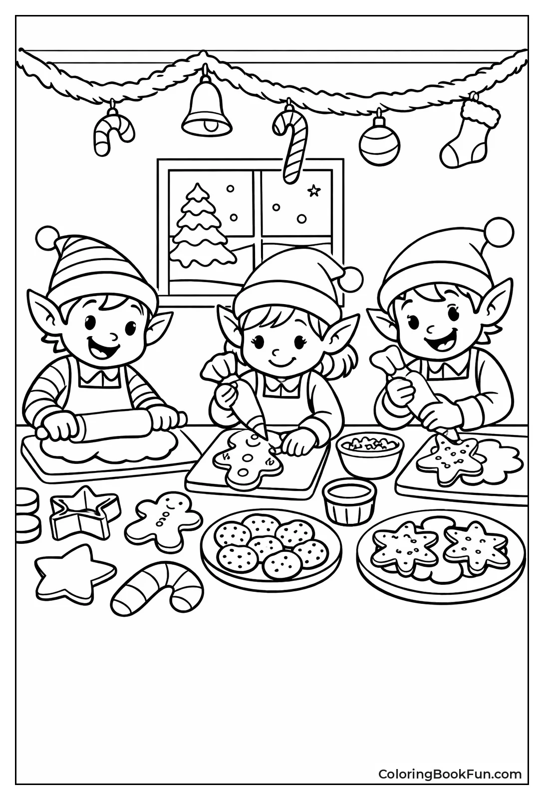 Elves Decorating Gingerbread Cookies