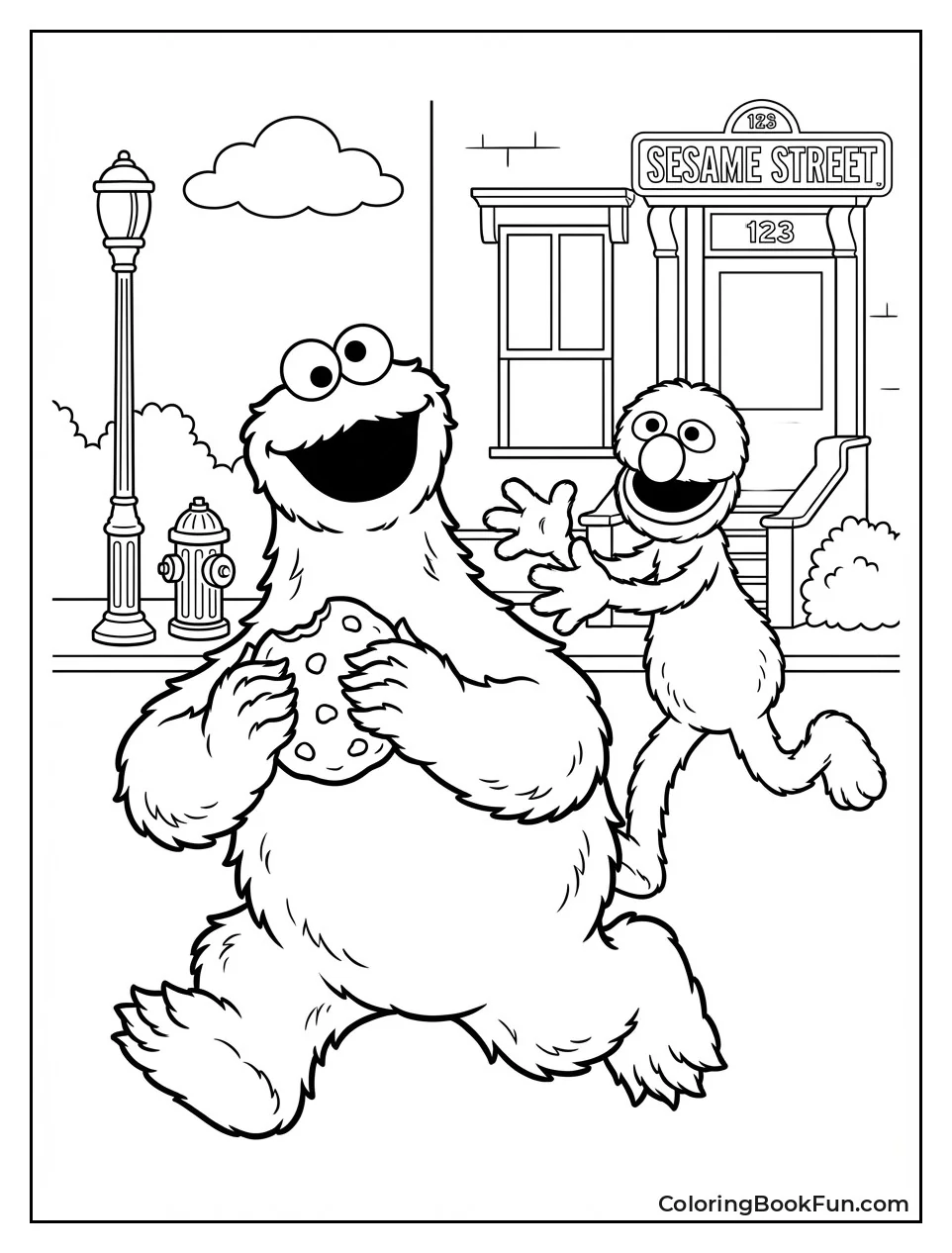 Cookie Monster Chases Grover