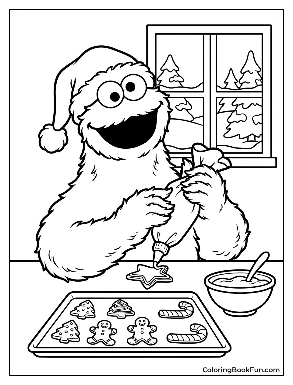 Cookie Monster Ices Christmas Cookies