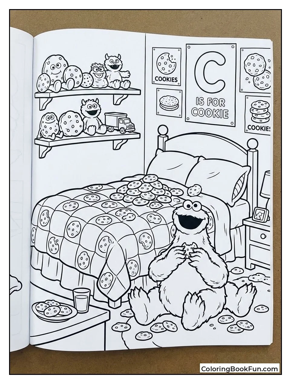 Cookie Monster in Cozy Bedroom