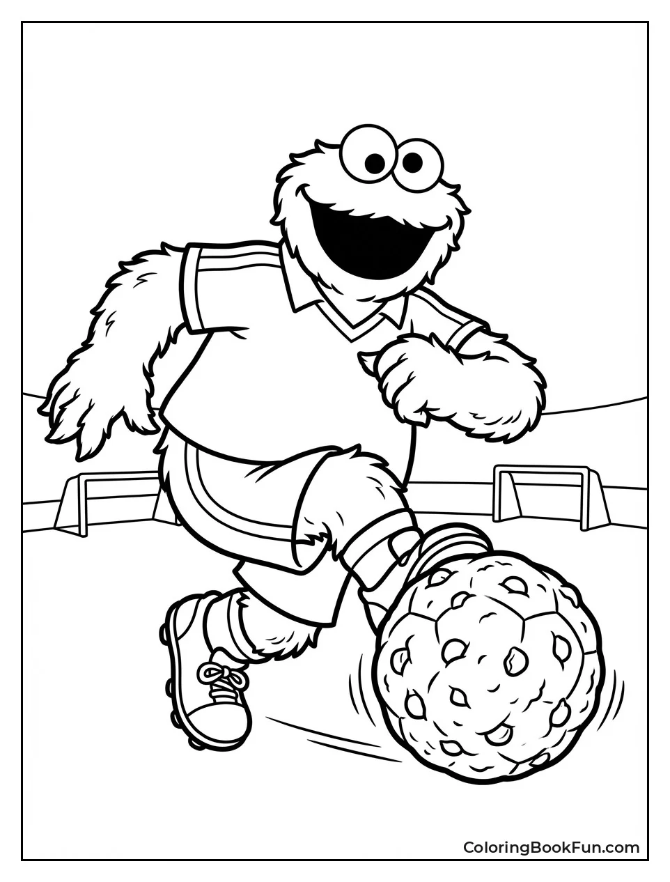 Cookie Monster Kicks Cookie Ball