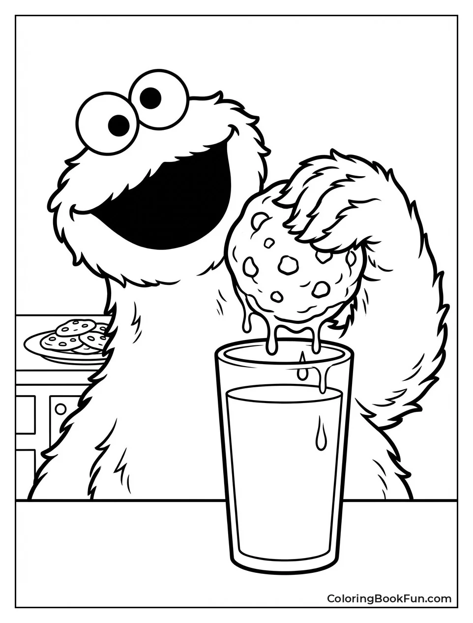 Cookie Monster Dunks Cookies in Milk