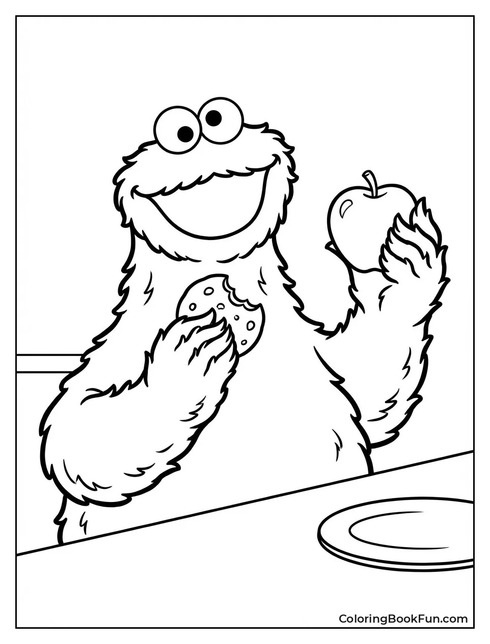 Cookie Monster Holds Cookie Apple