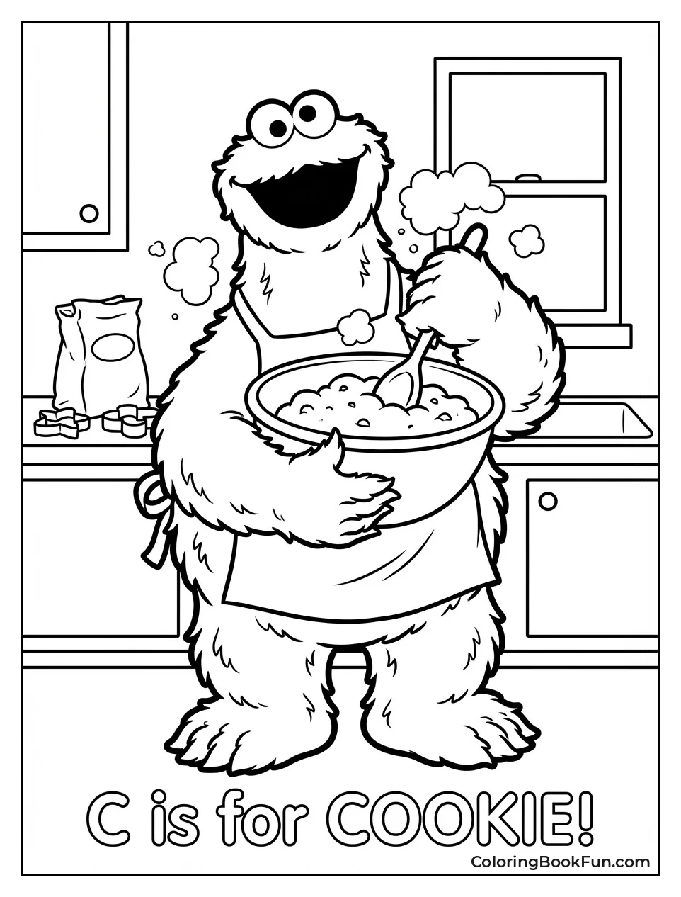 Cookie Monster Mixes Cookie Dough