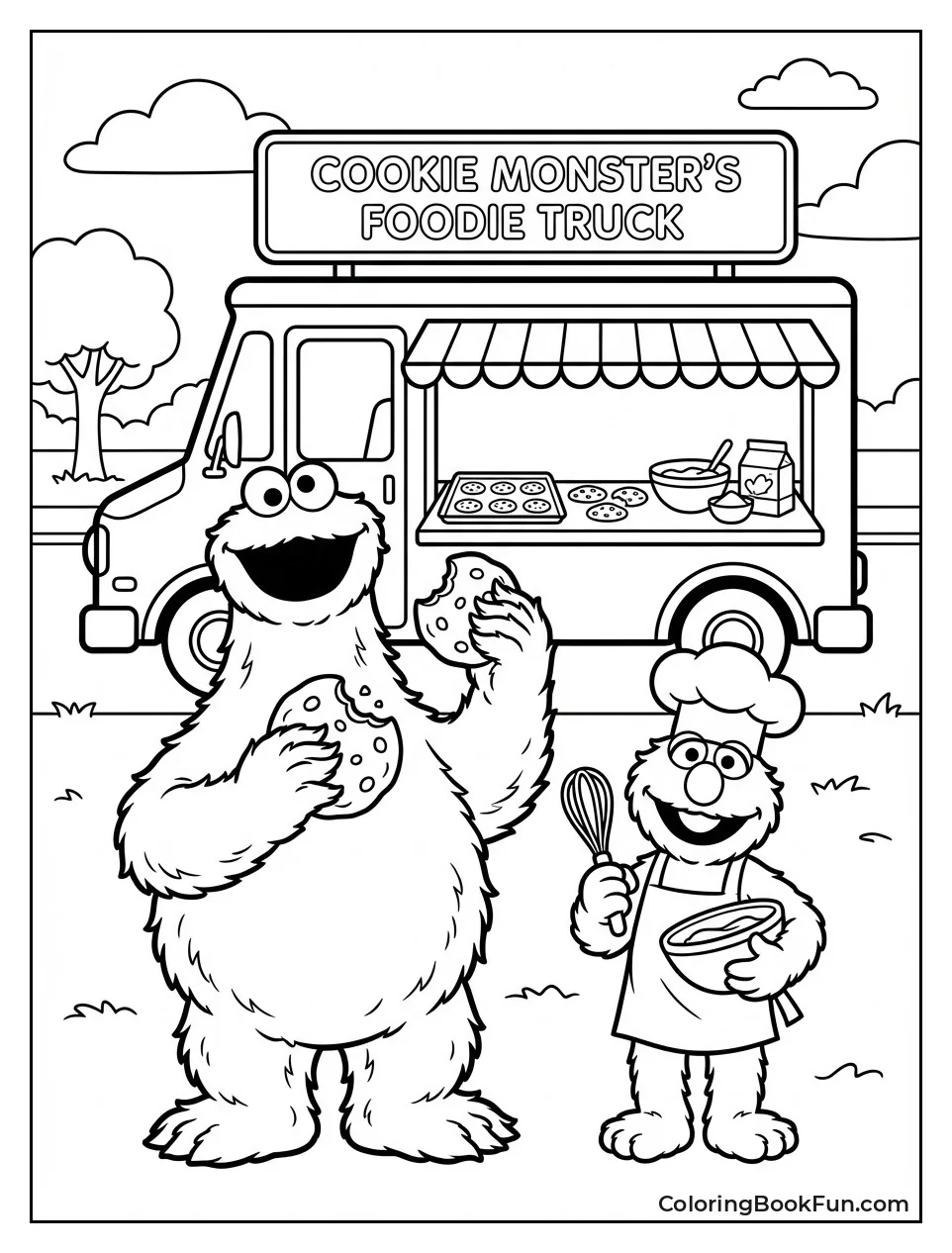 Cookie Monster Poses by Truck