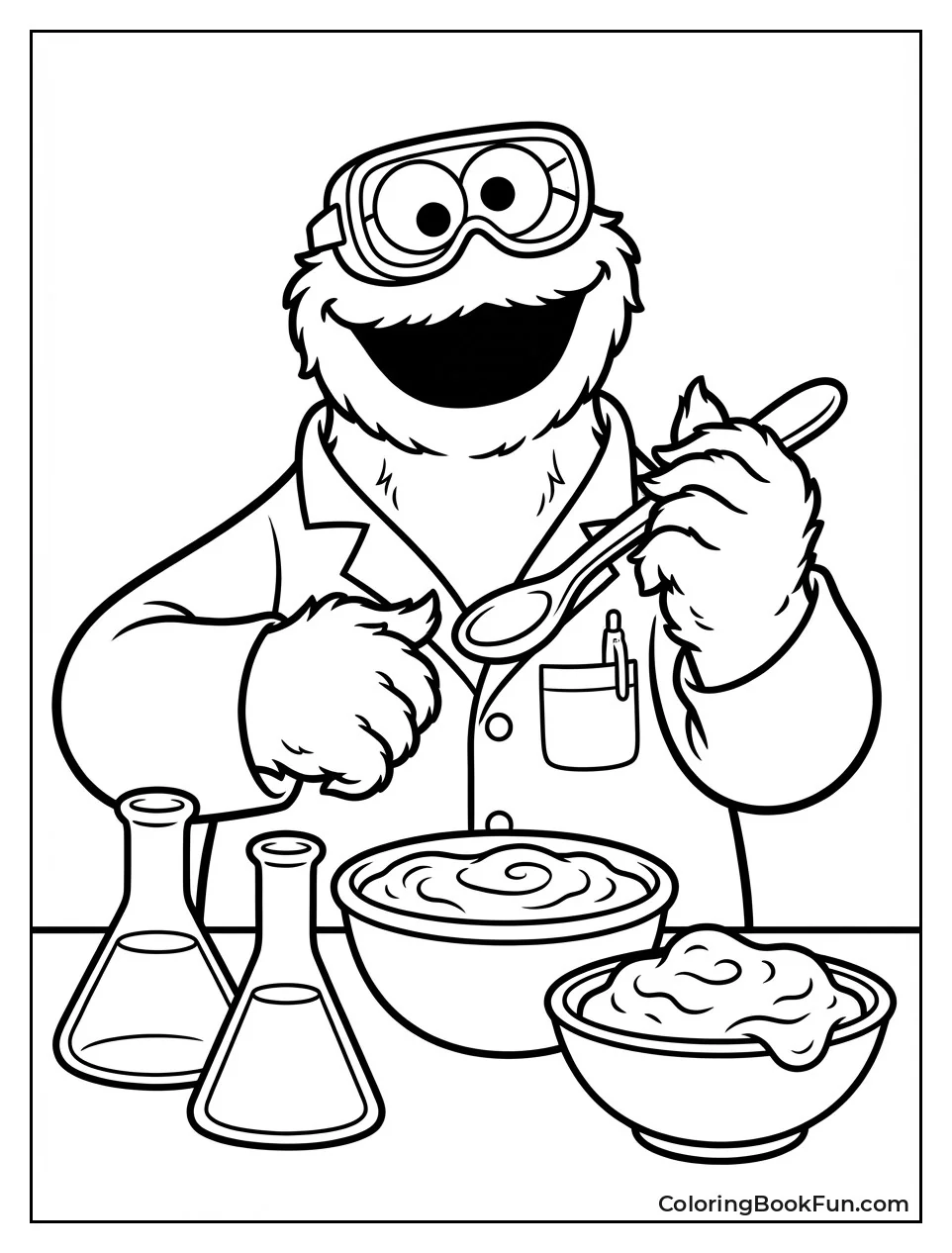 Cookie Monster Mixes Lab Dough