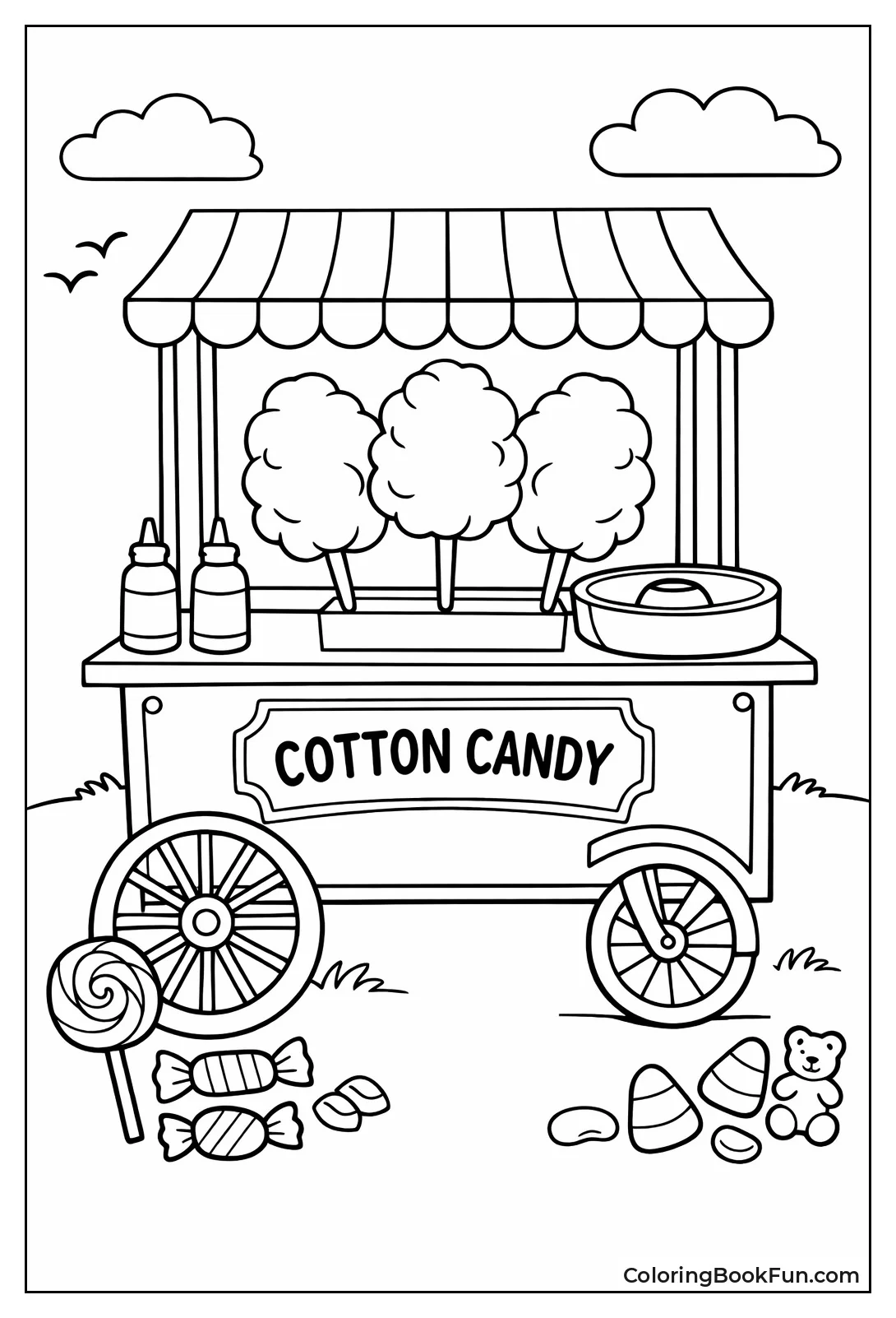 Cart with Fluffy Cotton Candy