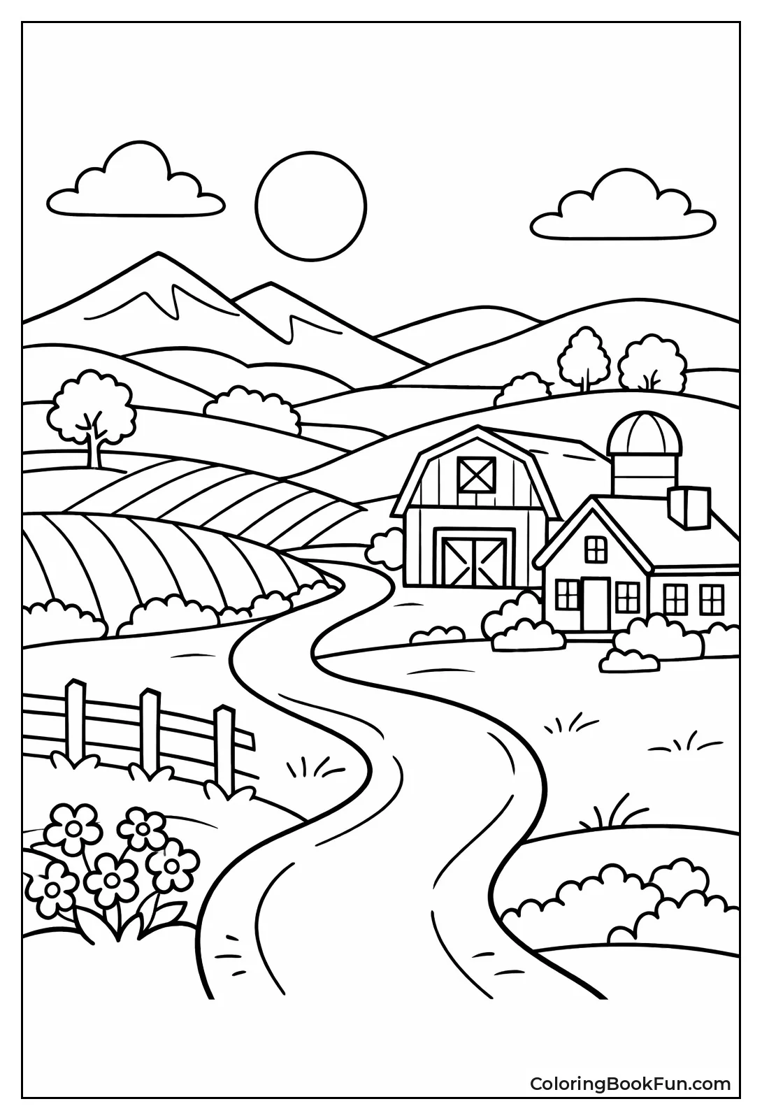 Farmhouse on Winding Path
