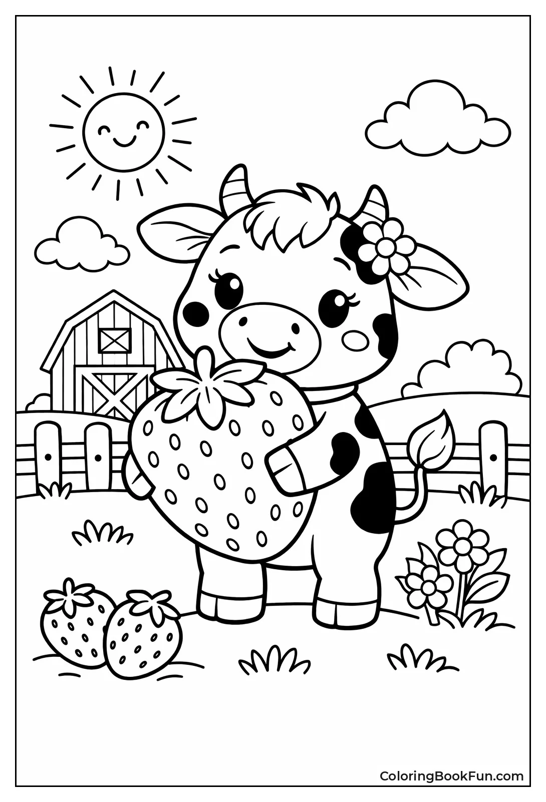 Cow Stands by Strawberry