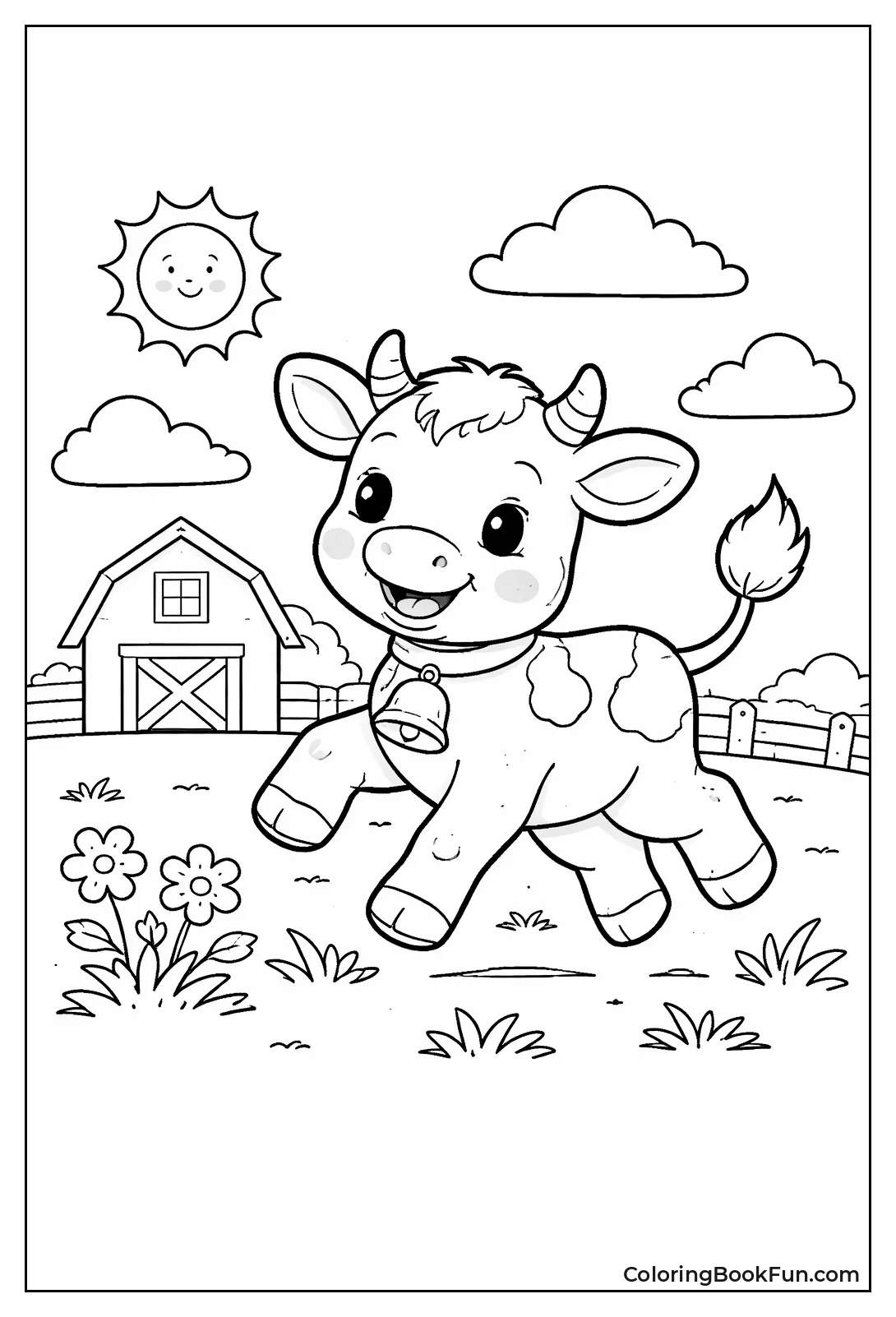 Playful Baby Calf Outline