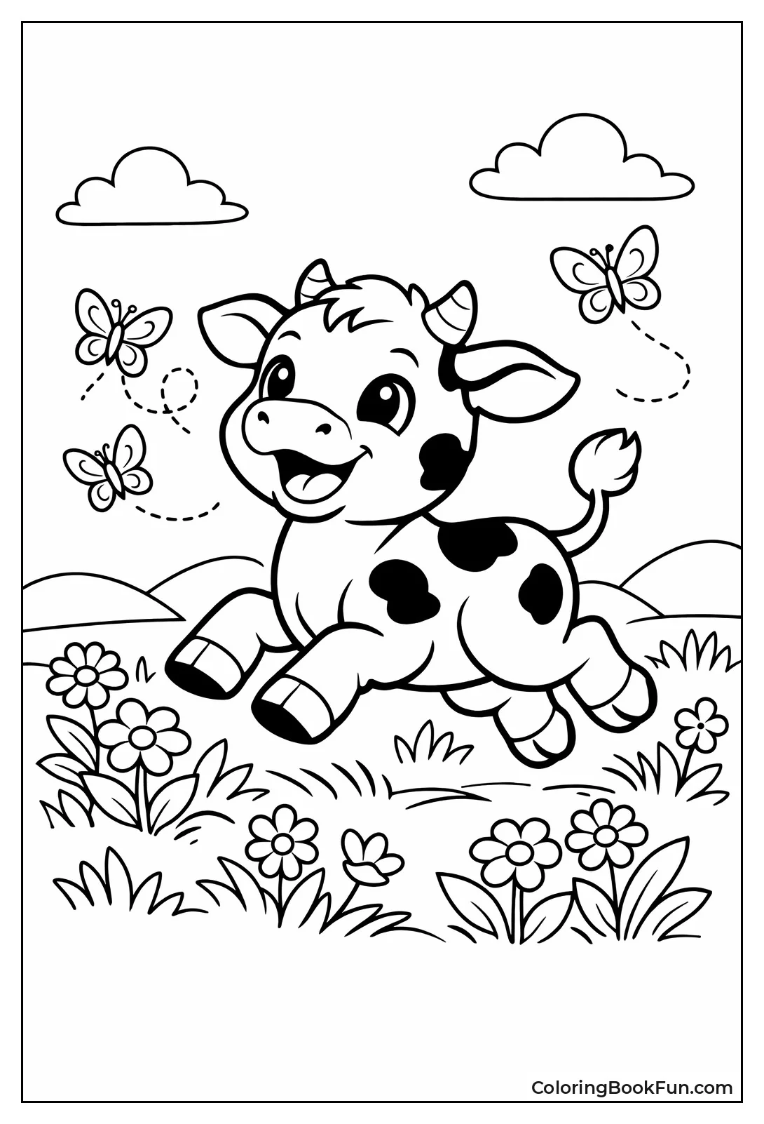 Calf Chasing Butterflies