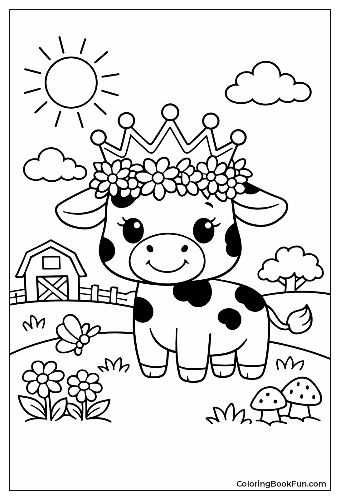 Cow in Flower Crown