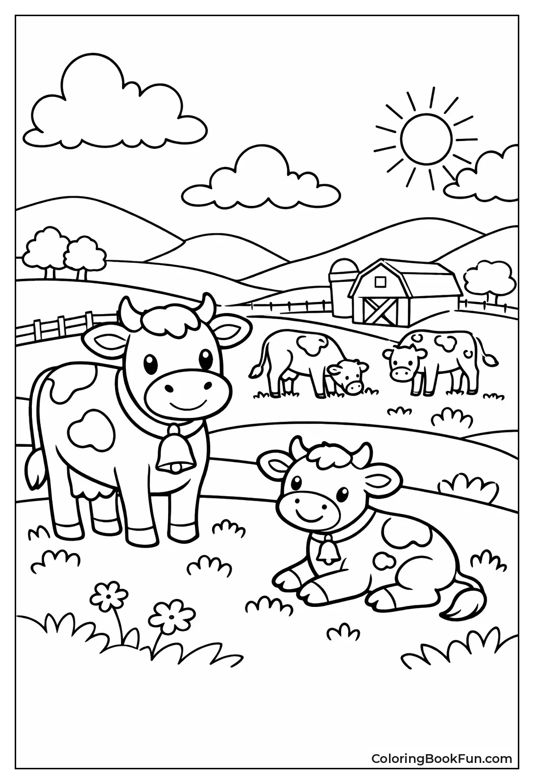 Cows in Rolling Pasture