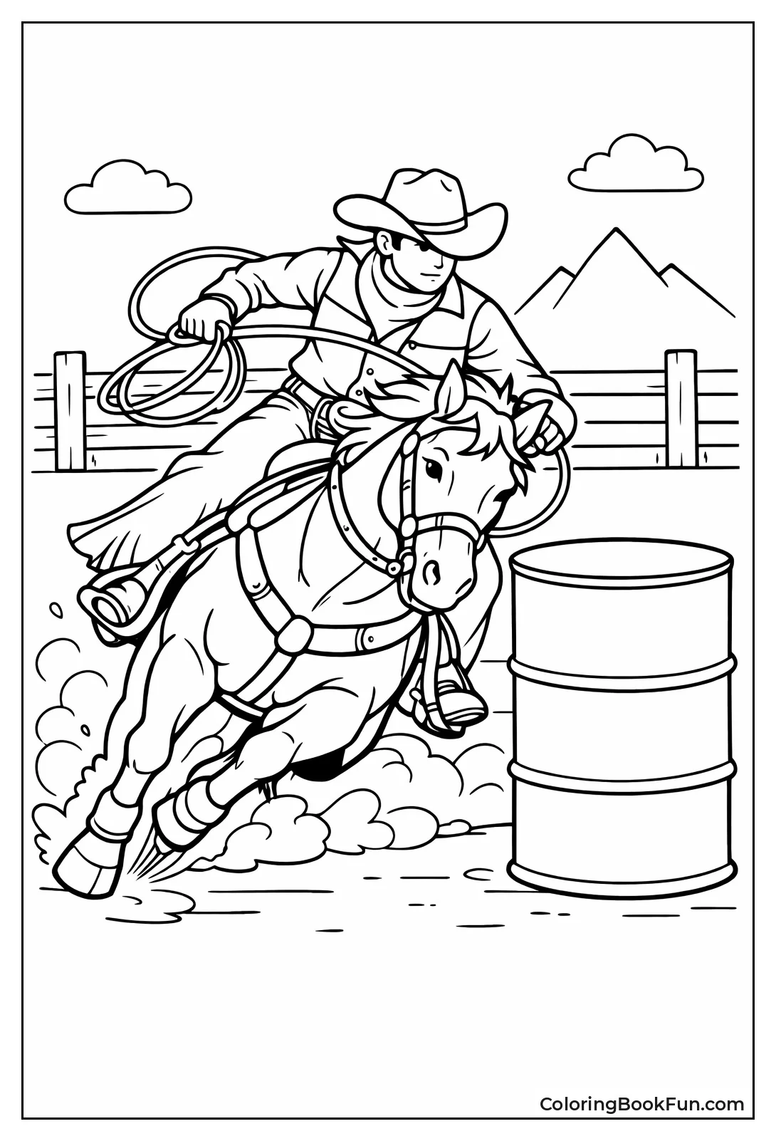 Horse Turning around Barrel