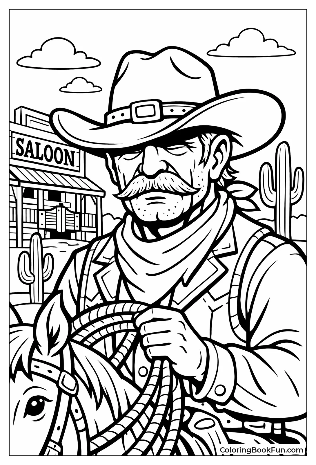 Detailed Cowboy Face Portrait