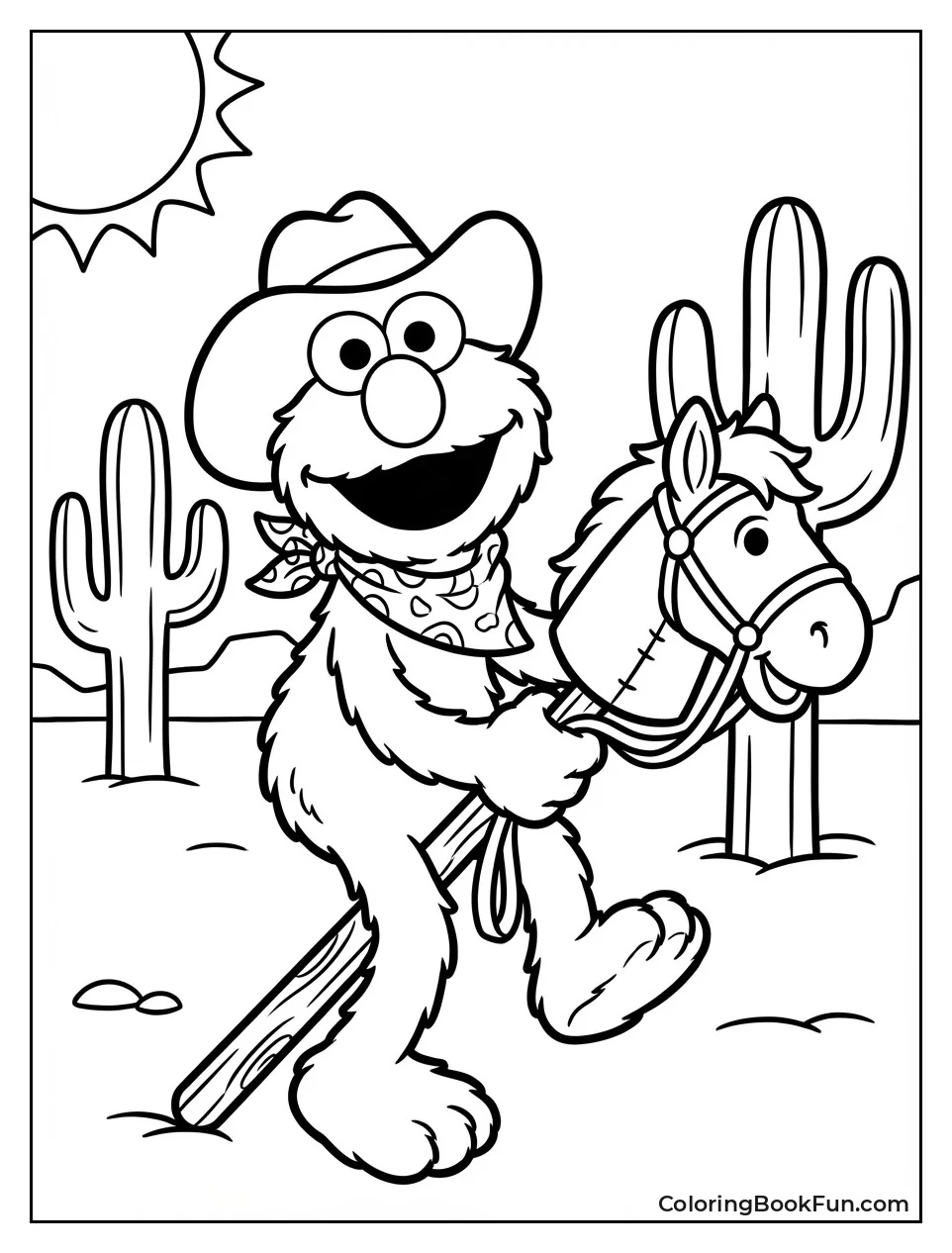 Cowboy Elmo Rides Horse