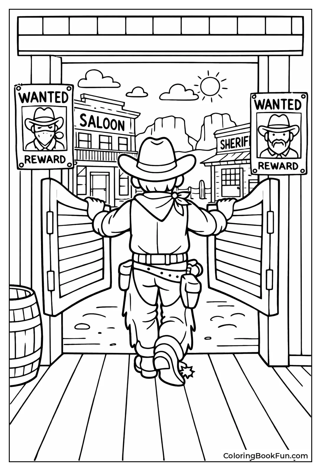 Cowboy Entering Swinging Saloon