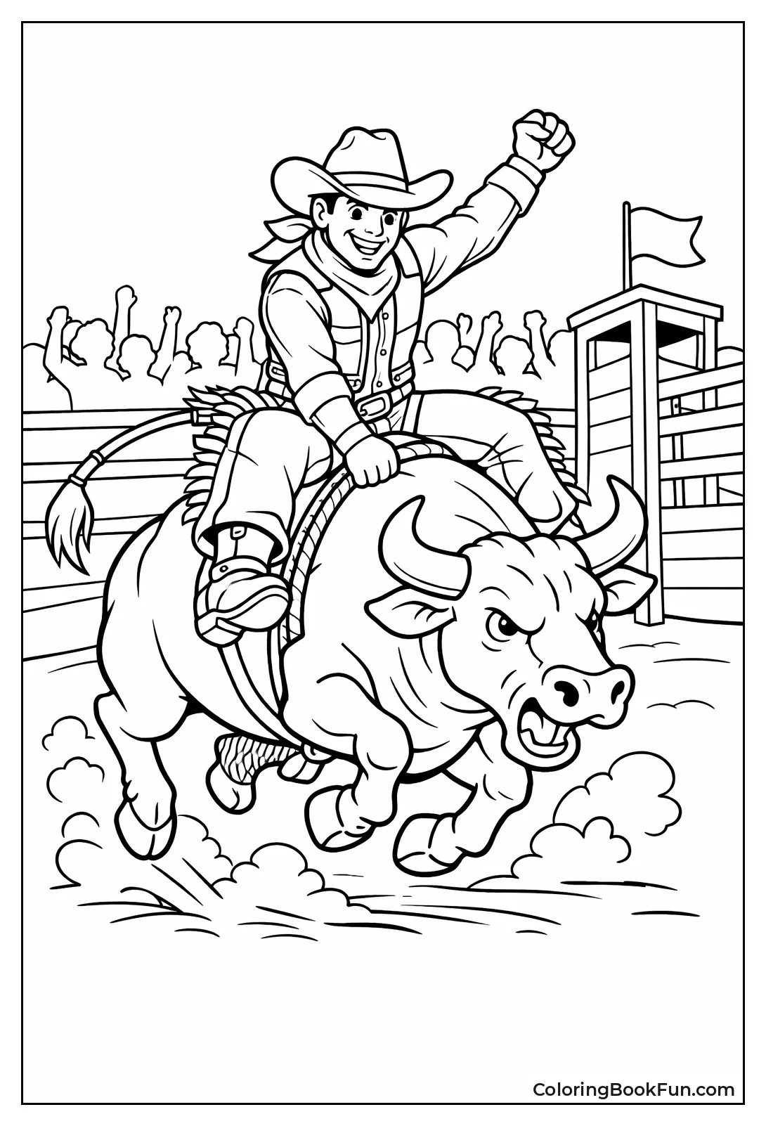 Cowboy Riding Bucking Bull