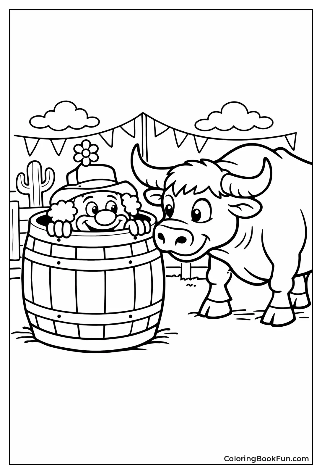 Rodeo Clown Hiding Barrel