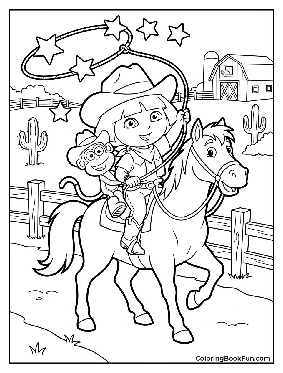 Cowgirl Dora Rides Horse