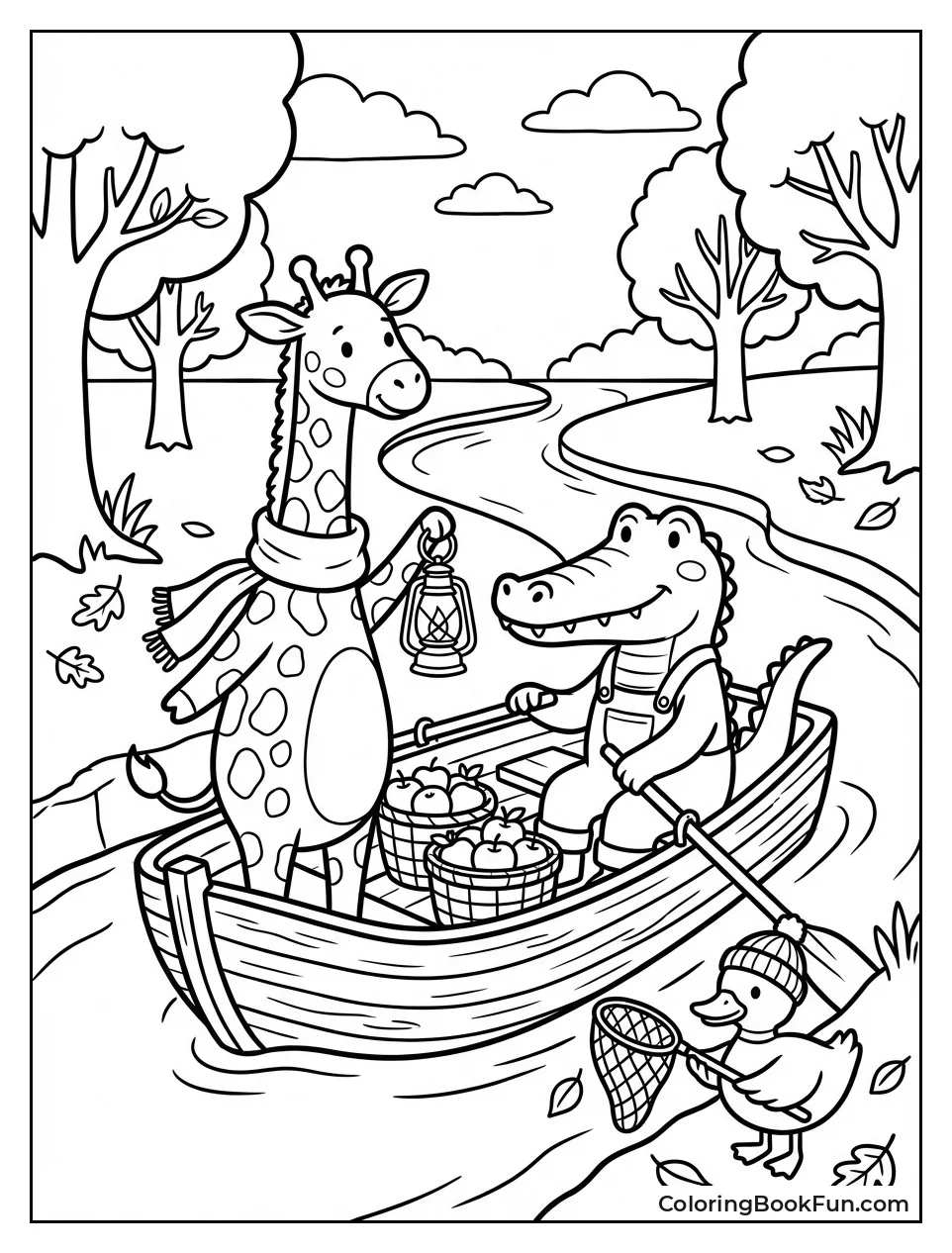 Giraffe Ferrying Apple Boat