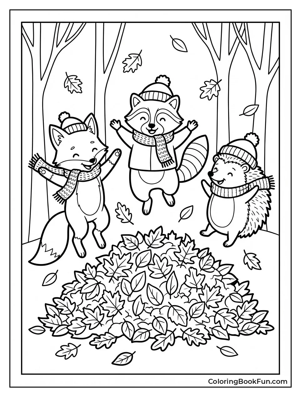 Friends Jumping Leaf Pile