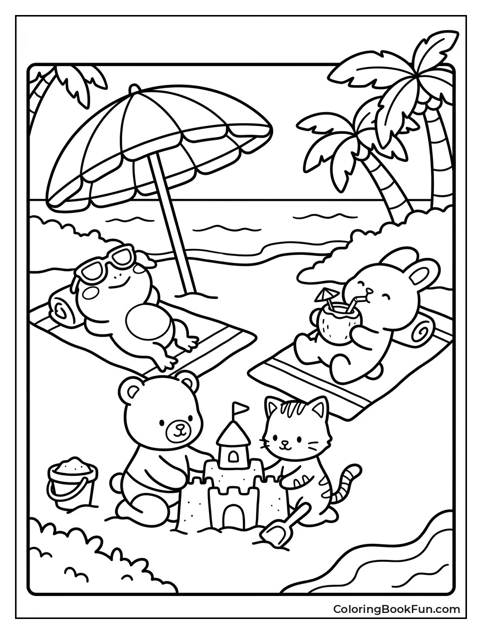 Animals Lounging on Beach