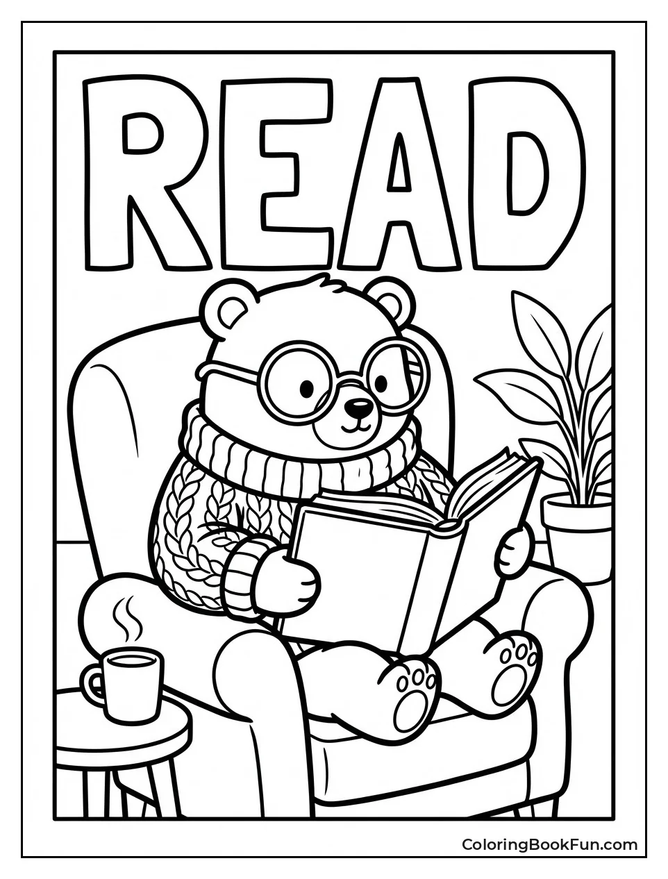 Bear Reading in Armchair