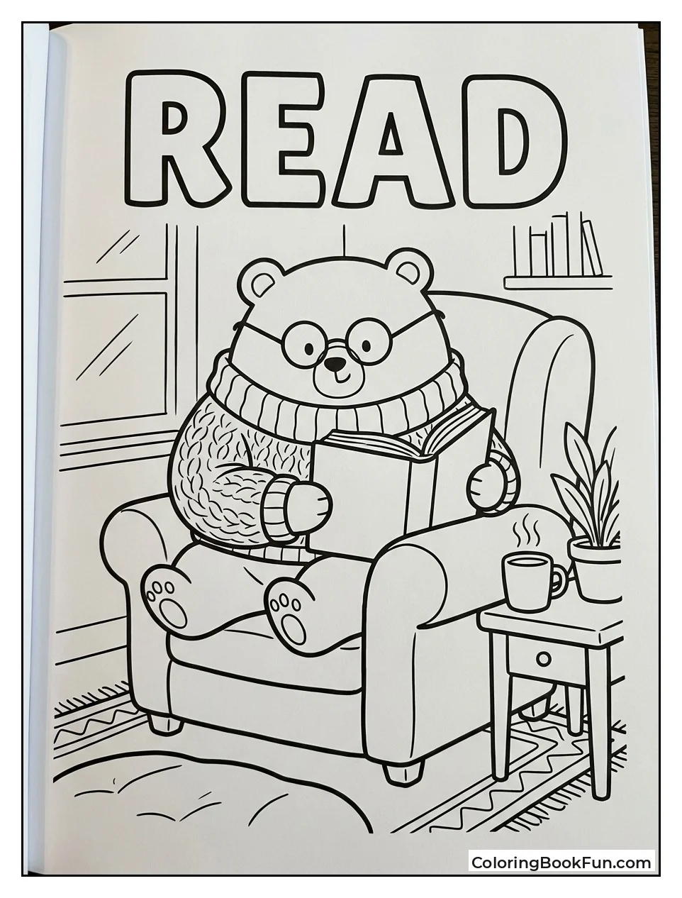 Bear Reading in Armchair