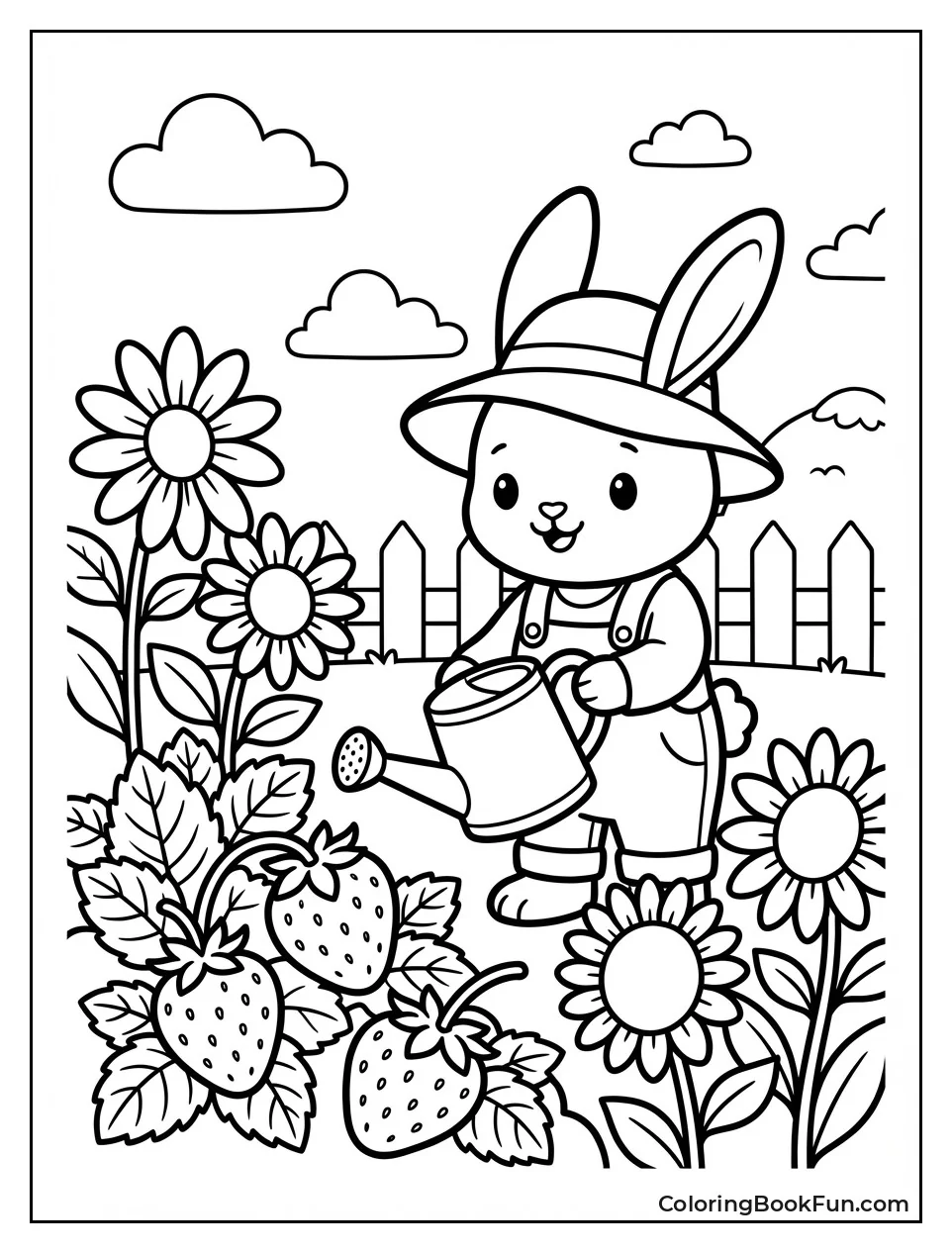 Bunny Watering Giant Strawberries