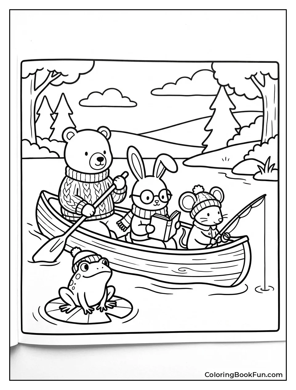 Friends Rowing River Canoe