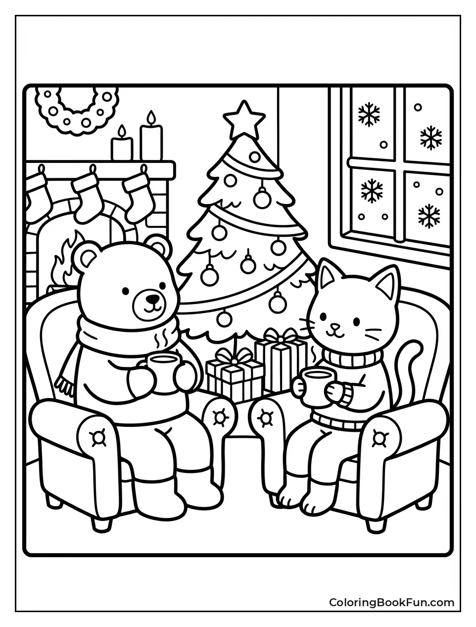 Friends by Christmas Tree