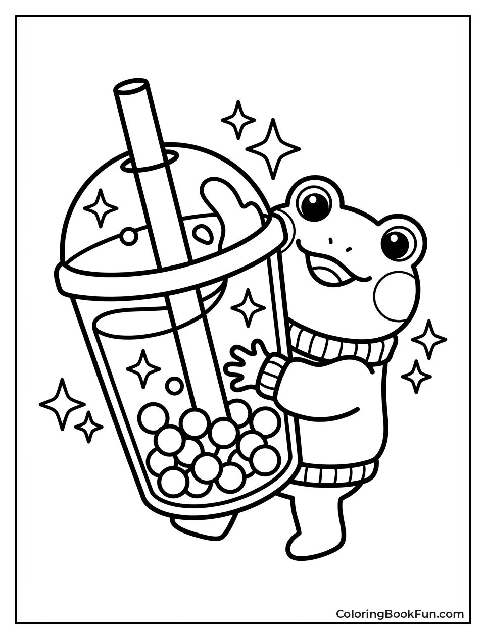 Frog Holding Bubble Tea