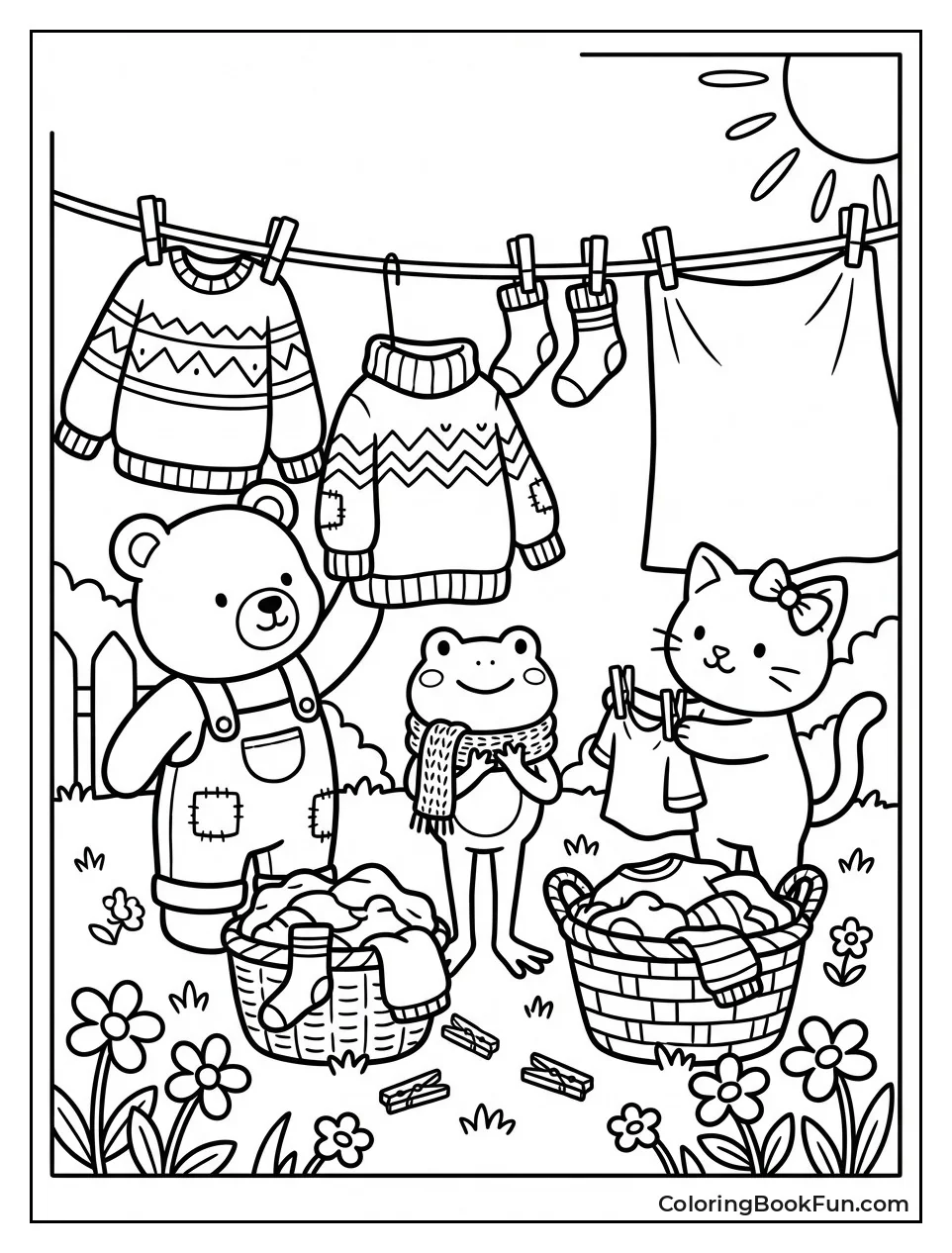 Animals Hanging Laundry Line