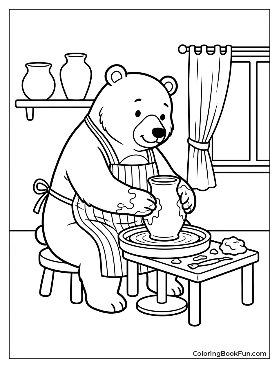 Bear Shaping Clay Vase